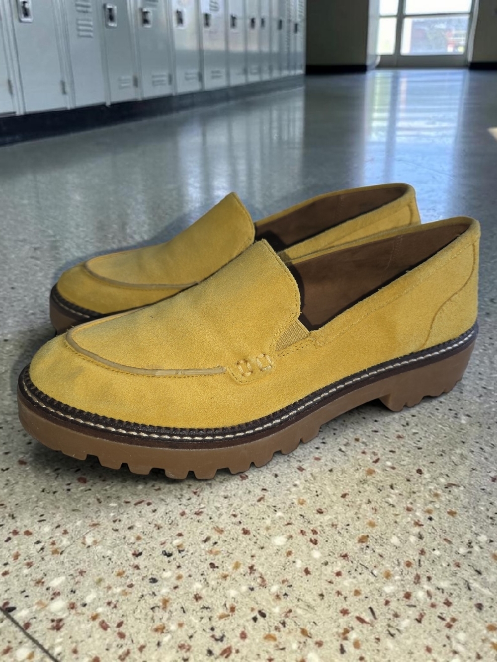 Caslon Mustard Yellow Suede Lug Sole Loafers